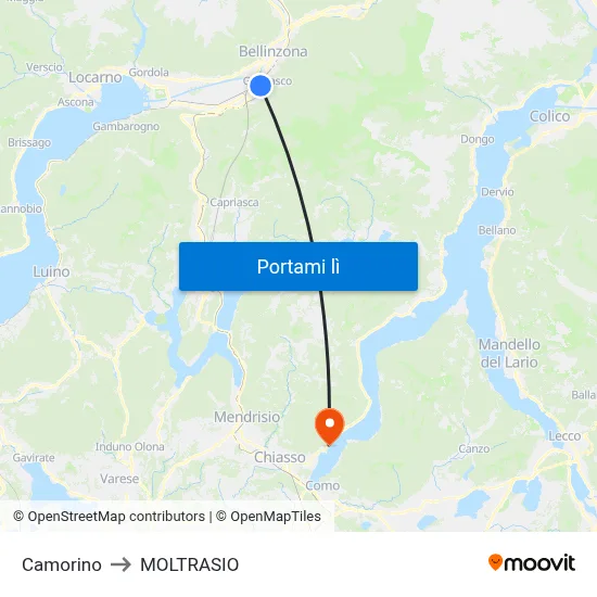Camorino to MOLTRASIO map