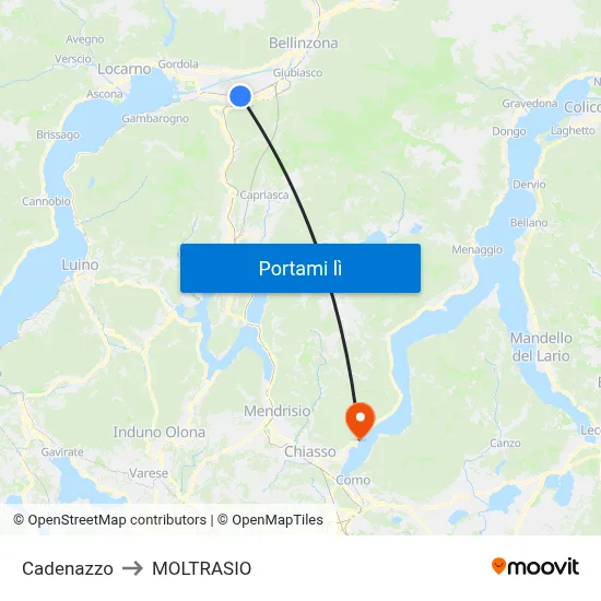 Cadenazzo to MOLTRASIO map