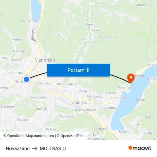 Novazzano to MOLTRASIO map