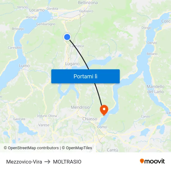 Mezzovico-Vira to MOLTRASIO map