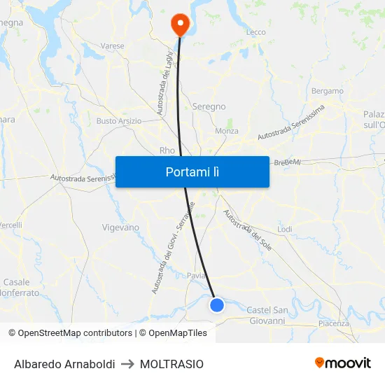 Albaredo Arnaboldi to MOLTRASIO map