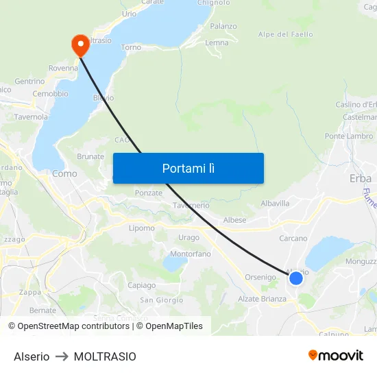 Alserio to MOLTRASIO map