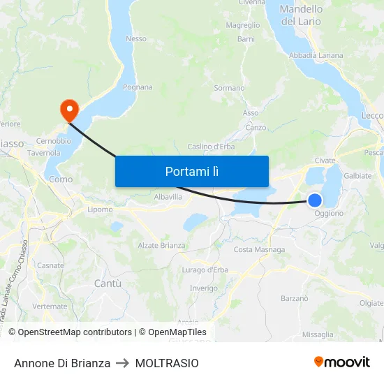Annone Di Brianza to MOLTRASIO map
