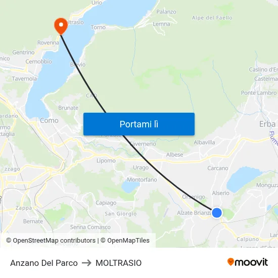 Anzano Del Parco to MOLTRASIO map
