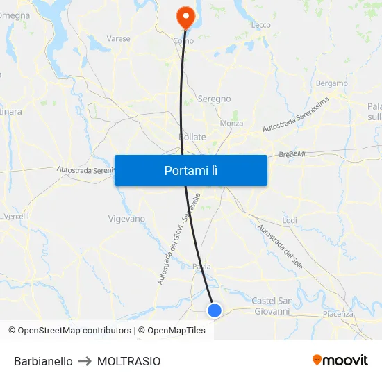 Barbianello to MOLTRASIO map