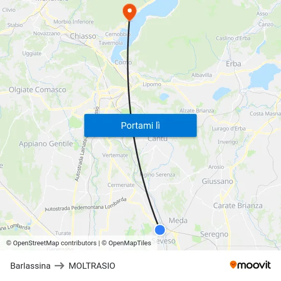 Barlassina to MOLTRASIO map