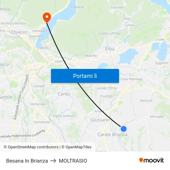 Besana In Brianza to MOLTRASIO map