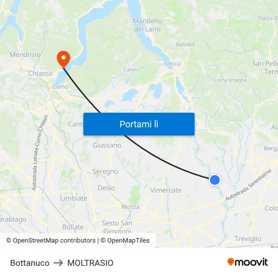 Bottanuco to MOLTRASIO map