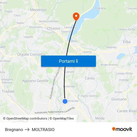 Bregnano to MOLTRASIO map