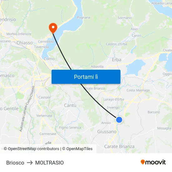 Briosco to MOLTRASIO map