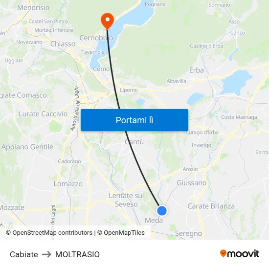Cabiate to MOLTRASIO map
