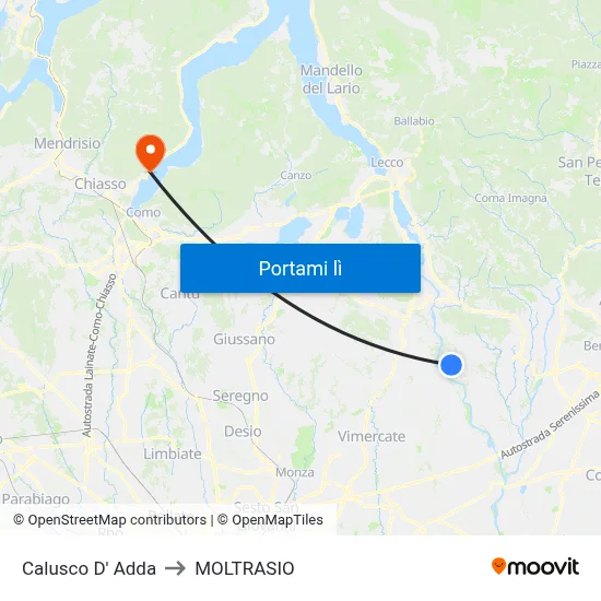 Calusco D' Adda to MOLTRASIO map