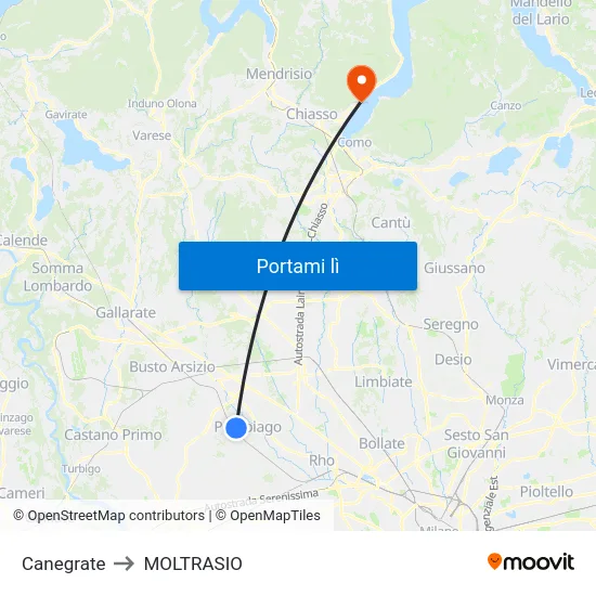 Canegrate to MOLTRASIO map
