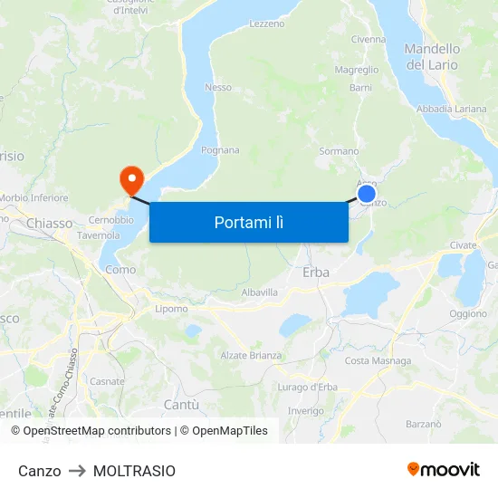 Canzo to MOLTRASIO map