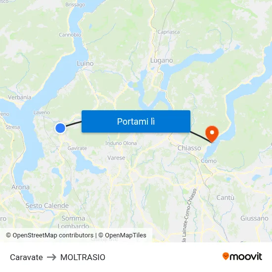 Caravate to MOLTRASIO map