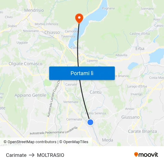 Carimate to MOLTRASIO map