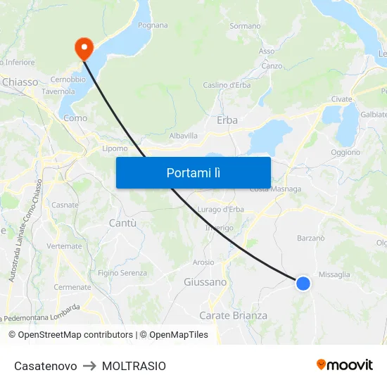 Casatenovo to MOLTRASIO map