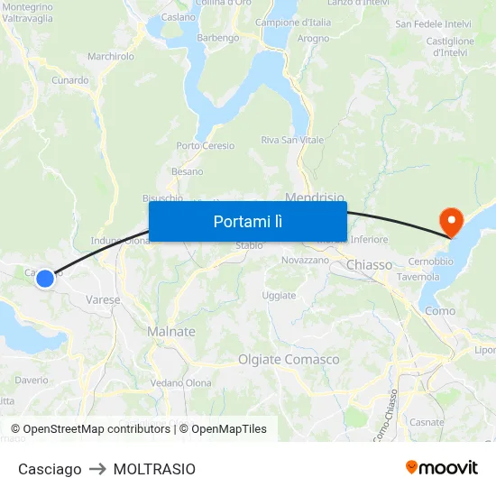 Casciago to MOLTRASIO map