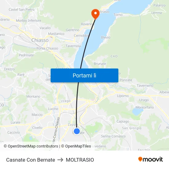 Casnate Con Bernate to MOLTRASIO map