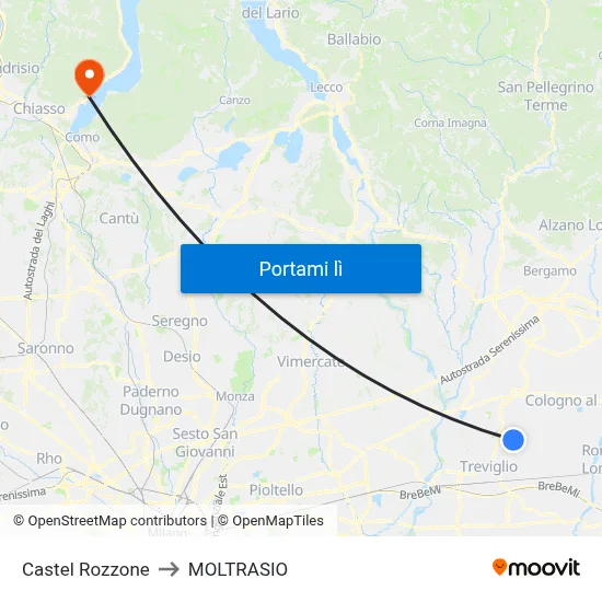 Castel Rozzone to MOLTRASIO map