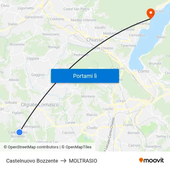 Castelnuovo Bozzente to MOLTRASIO map