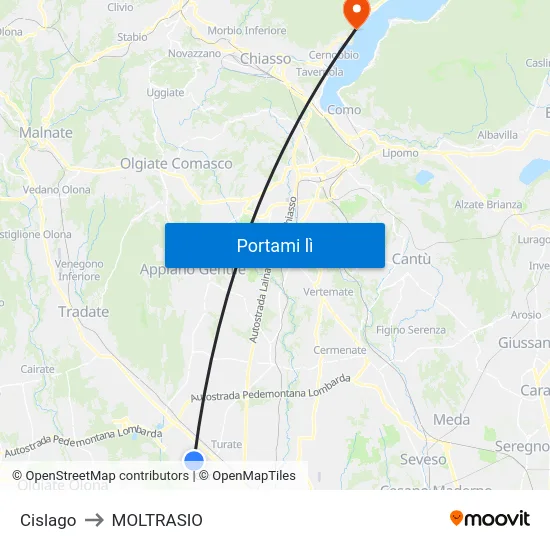 Cislago to MOLTRASIO map