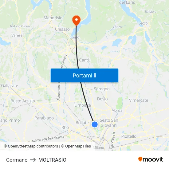 Cormano to MOLTRASIO map
