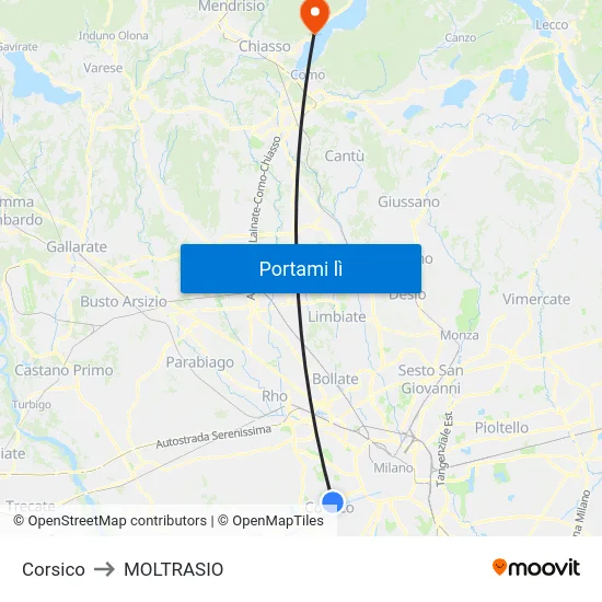 Corsico to MOLTRASIO map