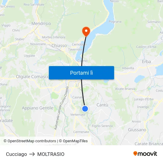 Cucciago to MOLTRASIO map