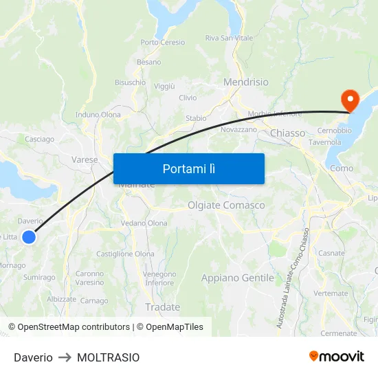 Daverio to MOLTRASIO map