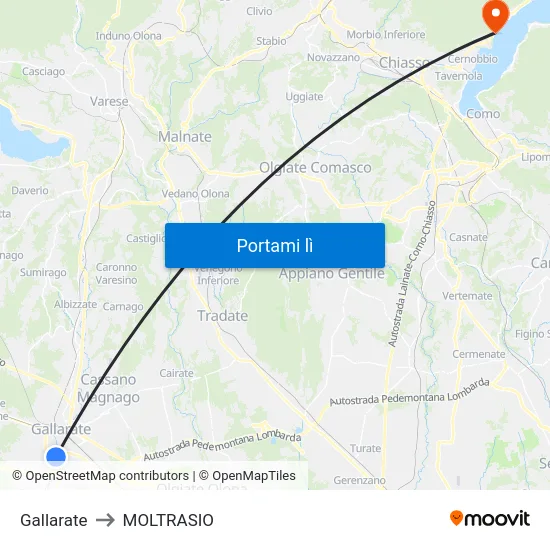 Gallarate to MOLTRASIO map