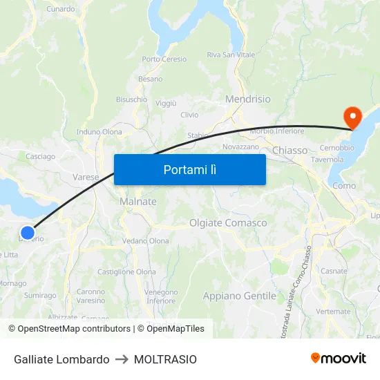 Galliate Lombardo to MOLTRASIO map