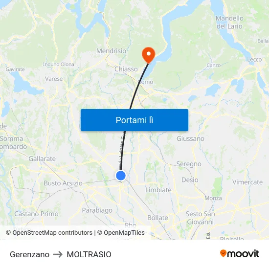 Gerenzano to MOLTRASIO map