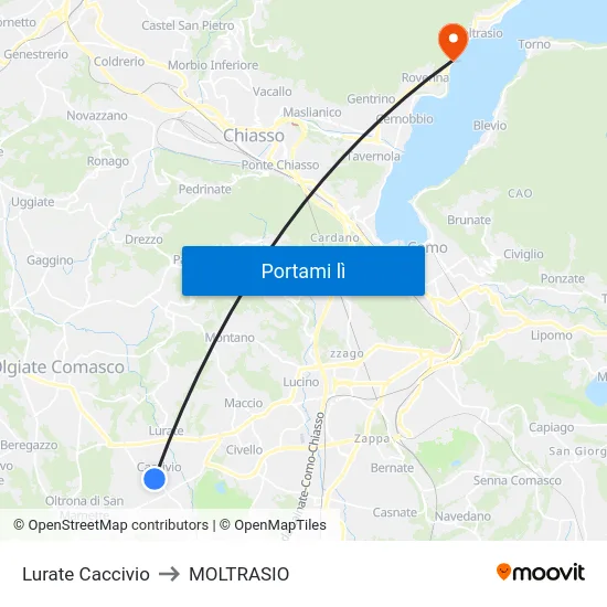 Lurate Caccivio to MOLTRASIO map