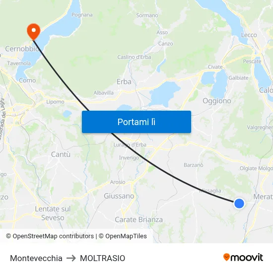 Montevecchia to MOLTRASIO map