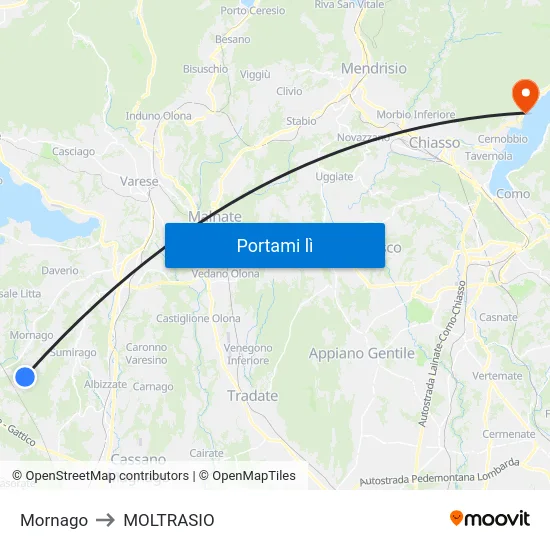 Mornago to MOLTRASIO map