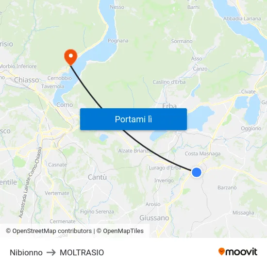 Nibionno to MOLTRASIO map