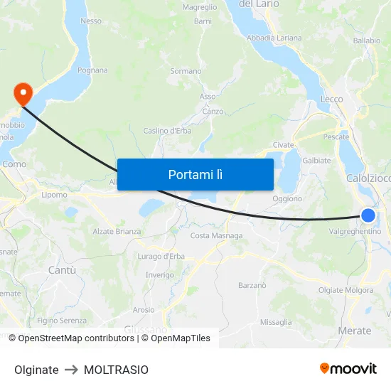 Olginate to MOLTRASIO map