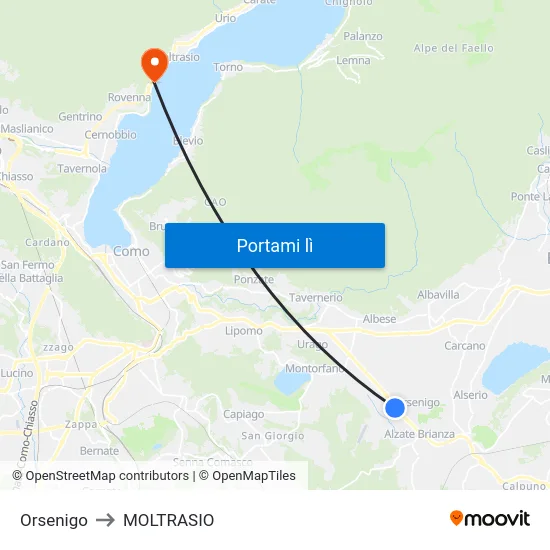 Orsenigo to MOLTRASIO map