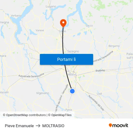 Pieve Emanuele to MOLTRASIO map