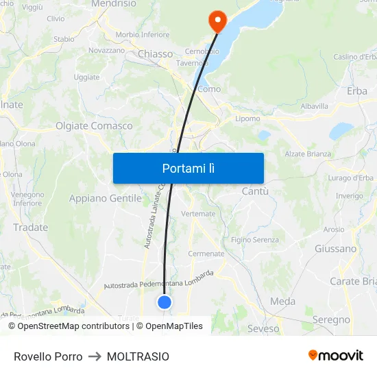 Rovello Porro to MOLTRASIO map