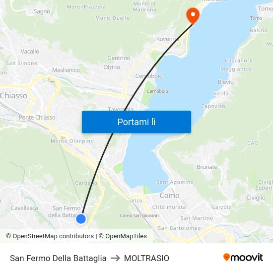 San Fermo Della Battaglia to MOLTRASIO map