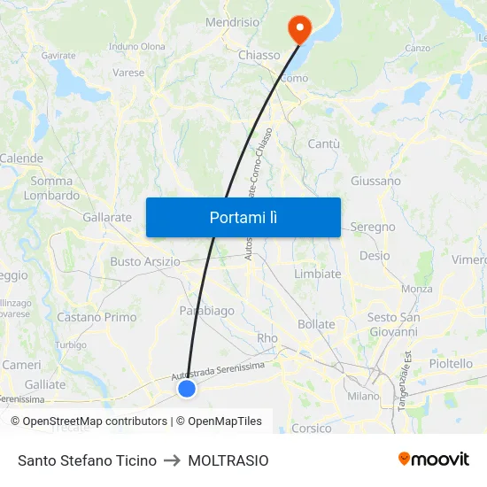 Santo Stefano Ticino to MOLTRASIO map