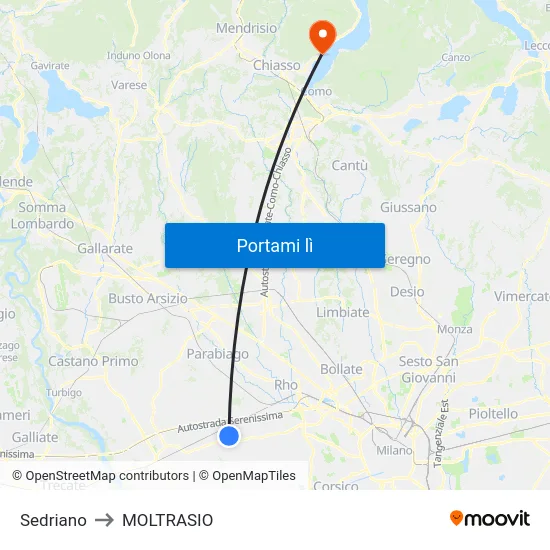 Sedriano to MOLTRASIO map