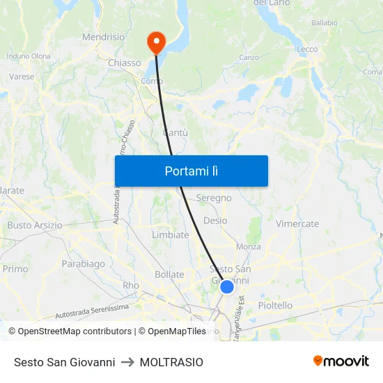 Sesto San Giovanni to MOLTRASIO map