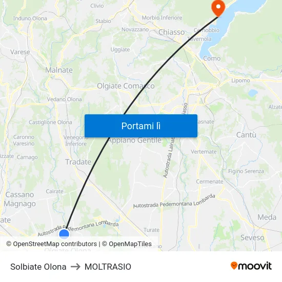 Solbiate Olona to MOLTRASIO map
