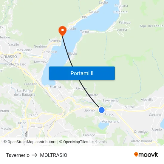 Tavernerio to MOLTRASIO map