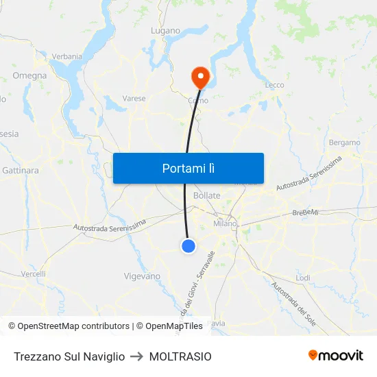 Trezzano Sul Naviglio to MOLTRASIO map