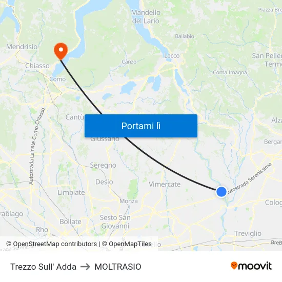 Trezzo Sull' Adda to MOLTRASIO map