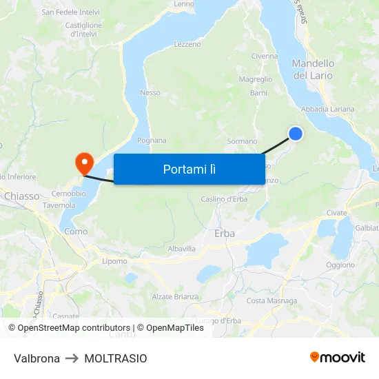 Valbrona to MOLTRASIO map